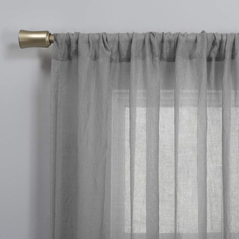 No. 918 Genevieve 2-pack 2-pack Linen Weave Sheer Semi-Sheer Grommet Curtain Panel Pair, 50" x 96", Gray...