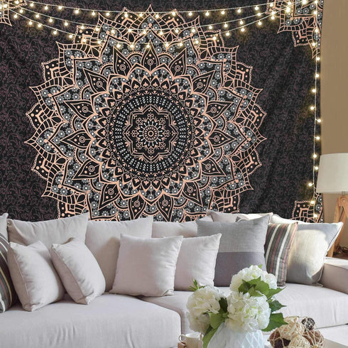 Edeesky Black Mandala Tapestry Wall Hanging Psychedelic Aesthetic Indian Hippie Wall Decor Bohemian Wall Art Boho Home Decoration for Bedroom,Livi...