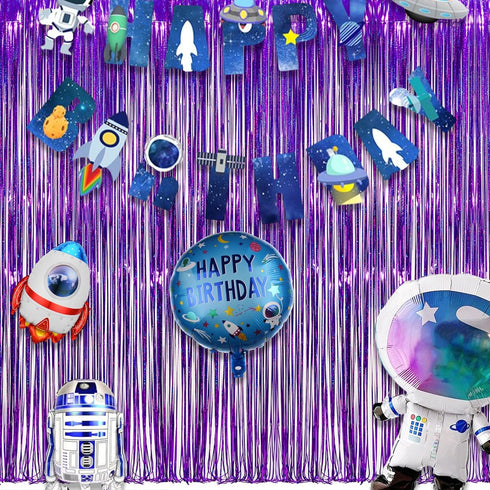 Purple Tinsel Curtain Party Backdrop - GREATRIL Foil Fringe Curtain Party Photo Booth Streamers for Hunters Mermaid Themed Decorations - 1m x 2.5m...