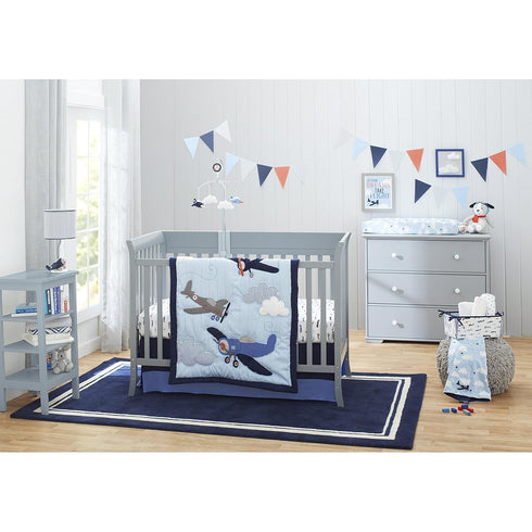 Carter's Take Flight Airplane/Cloud/Star Super Soft Changing Pad Cover, Blue, Navy, White,...