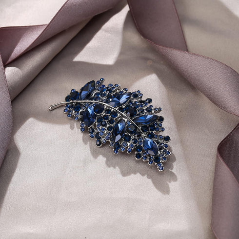 EVER FAITH Gala Round Austrian Crystal Brooch Pin, Vintage Inspired Leaf Marquise Brooch for Women...
