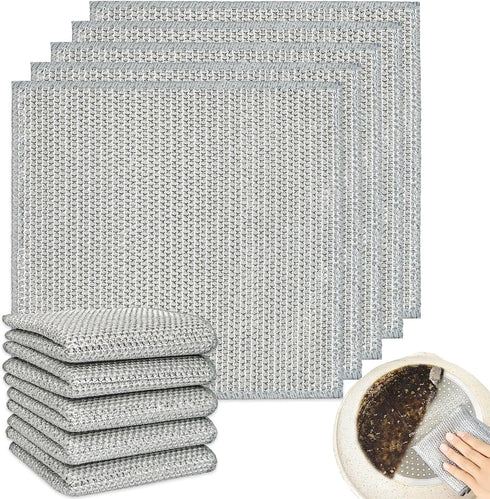 Multifunctional Non Scratch Wire Dishcloth, Multipurpose Wire Dishwashing Rags for Wet and Dry, Wire Washing Cleaning Cloth Scrubbing Pads for Kit...