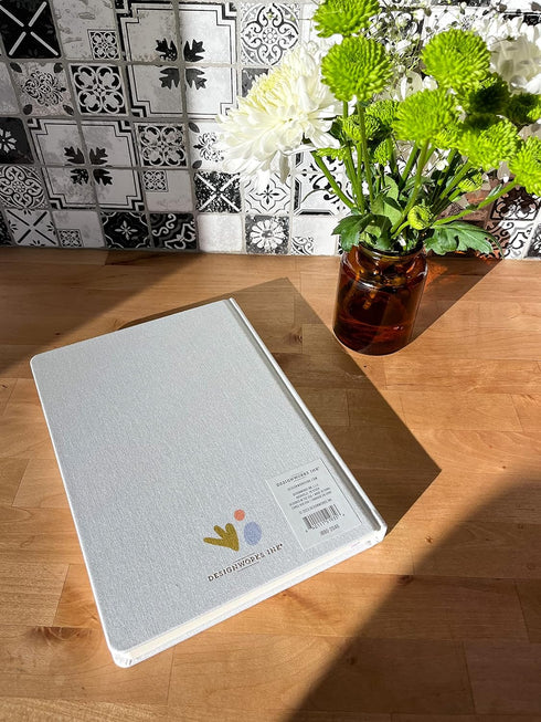 DesignWorks Ink Jumbo 7.5" x 10.25" Notebook Journal with 200 Lined Pages, Ribbon Marker, and Pockets, Bookcloth Matisse...