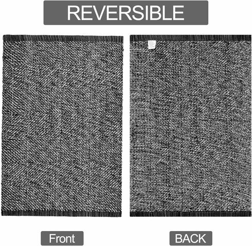 Boho Bathroom Rug,2'x3'Black Cream Entryway Rug Cotton Farmhouse Front Door Mat Machine Washable Throw Rug Reversible Kitchen Floor Mat for Bedroo...