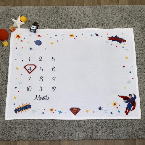 Little Love by NoJo Everything Kids Warner Brothers Superman White and Red Power, Icon, and Stars Milestone Baby Blanket...