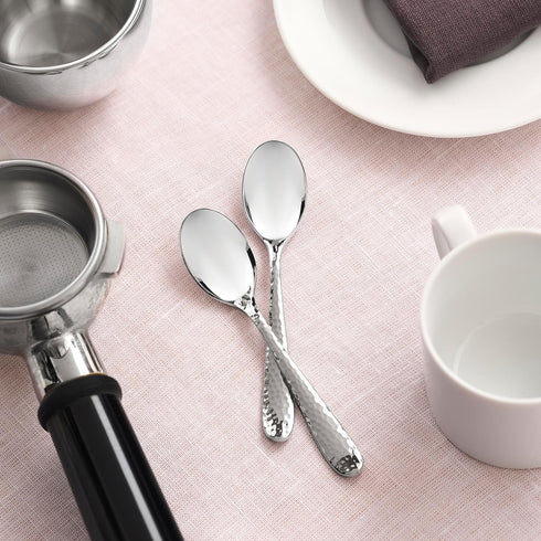 Hudson Essentials Hammered Demitasse Espresso Spoons, 4.6-inch Mini Coffee Spoons, 18/10 Stainless Steel Small Spoons for Dessert, Coffee, Tea, Se...