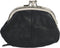 Leatherboss Leather Women's Coin Holder Pouch Purse Double Frame Wallet with Zipper Pocket, Black...