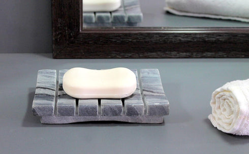 Soap Dish in Ribbed Design | Bath Accessories for Bath, Tub or Wash Basin | Luxury Bath Accents...