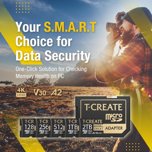 TEAMGROUP T-CREATE S.M.A.R.T A2 256GB Micro SDXC U3 V30 4K R/W Speed up to 160/150 MB/s High Speed Flash Memory Card for Creators, Compatible with...