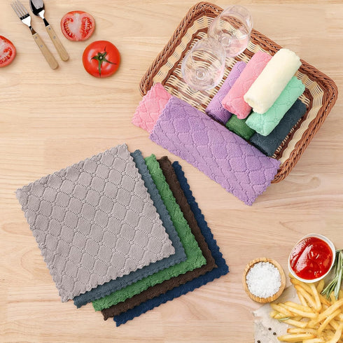 Homaxy 12 Pack Kitchen Dish Cloths (10 x 10 Inches, Grey), Super Soft and Absorbent Coral Velvet Dish Towels, Nonstick Oil Fast Drying Microfiber ...