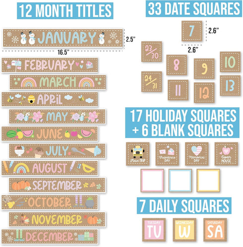 Rustic Classroom Calendar Set Bulletin Board - Bulletin Board Calendar For Classroom Elementary, Teacher Calendar Bulletin Board Sets, Preschool C...