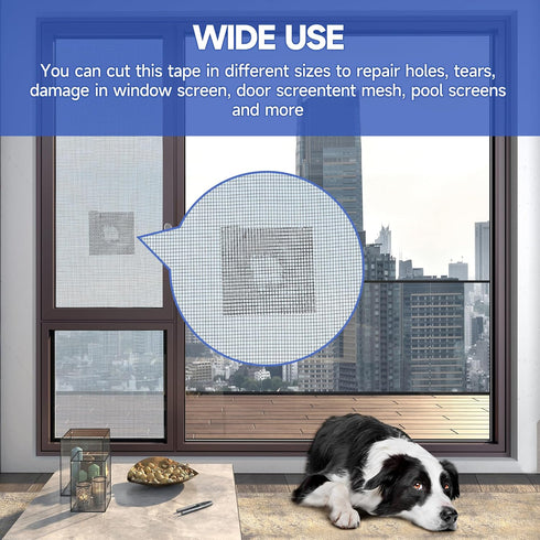 Window Screen Repair Tape, Screen Rrepair Kit for Windows or Doors Screen Repair, Strong Adhesive Screen Patch Repair Kit Mesh Repair (Grey, 30 FT...