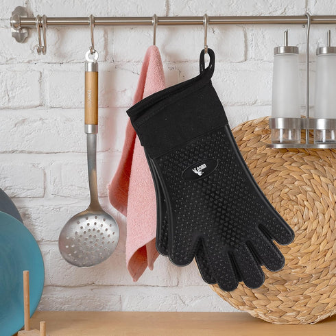 UNCO- Grill Gloves, Silicone Gloves Heat Resistant, Oven Gloves, BBQ Gloves, Meat Gloves, Barbecue Gloves, Grilling Gloves, Meat Gloves for Pullin...