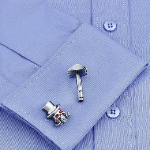 Sillver Tone Halloween Gentleman's red eye socket skull Cufflinks For Men With Gift Box....