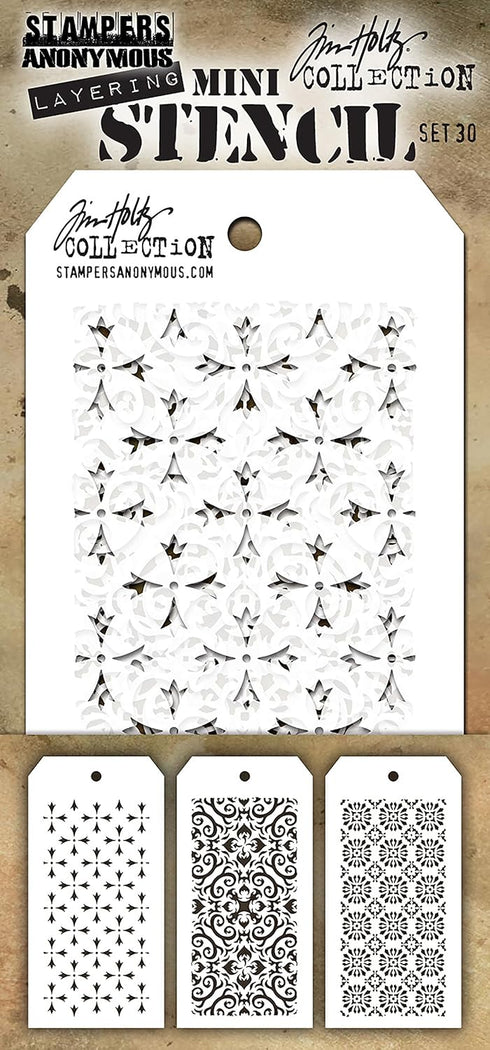 Stampers Anonymous THMST030 Tim Holtz Mini Layered Stencil 3/Pkg-Set #30...
