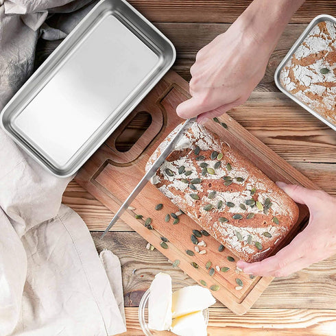 TeamFar Loaf Pans for Baking Bread, 9 × 5 Inch Stainless Steel Loaf Bread Pans Tins for Homemade Brownies, Healthy & Sturdy, Oven & Dishwasher Saf...