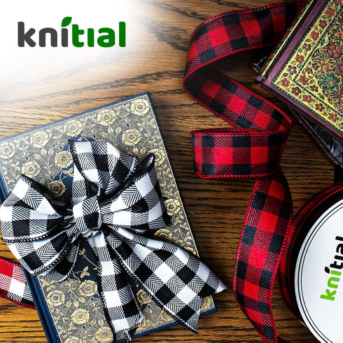Wired Buffalo Plaid Ribbon 1-1/2 Inches x 25 Yards Red and Black Buffalo Check Ribbon for Gift Wrapping, Crafts, and Decorations...