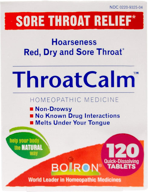 Boiron ThroatCalm Tablets for Pain Relief from Red, Dry, Scratchy, Sore Throats and Hoarseness - 120 Count (Pack of 2)...