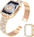QVLANG Compatible for Apple Watch Band 44mm Series 6/5/4/SE, Diamond Rhinestone Case + Women Bling Band Stainless Steel Metal Bracelet for iWatch ...