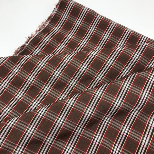 Brown Checkered Plaid Fabric Light Weight Yarn Dyed Polyester Tartan Width 57inches for DIY Home Decor Craft (2 Yard pre Cut)...