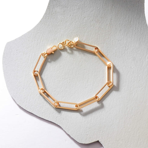 MEVECCO Dainty Oval Paper Clip Link Chain Bracelet Gold Chunky Radial Rolo Paperclip Link Bracelet 18K Gold Plated Delicate Wide Women Personalize...