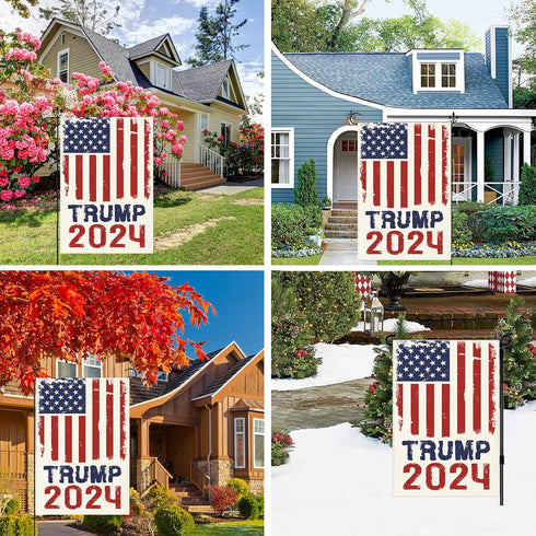 Trump 2024 Flag 12x18 Double Sided Garden Flag American Patriotic USA Flag - Take America Back Garden Flags for Outside Lawn Decor Yard Flag for D...
