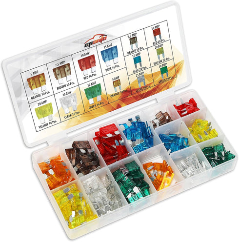 EPAuto 220 Pieces - Assorted Car Truck Mini & Standard Blade Fuse Set (5/7.5/10 / 15/20 / 25/30 AMP)...