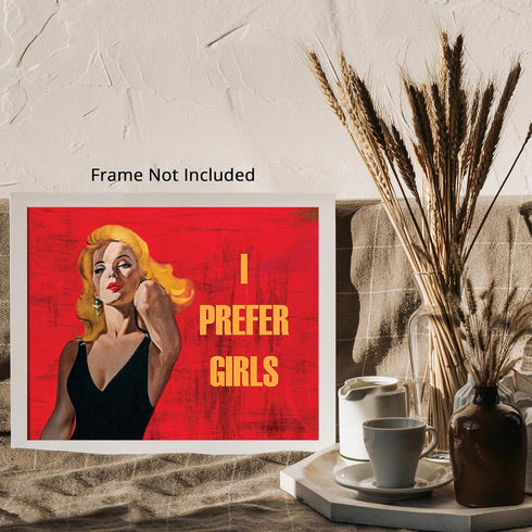 Posterizer 1 pcs-i prefer girls-retro poster for lesbians-Gay & LGBTQ Art-Abstract & Modern Art-Gift for LGBTQ, Queer, Gay, Bi, Lesbian- UNFRAMED ...