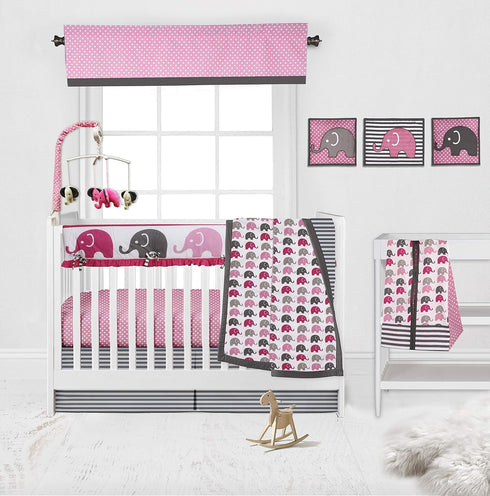 Bacati - Elephants Pink/grey Elephants Mini Changing Pad Cover...