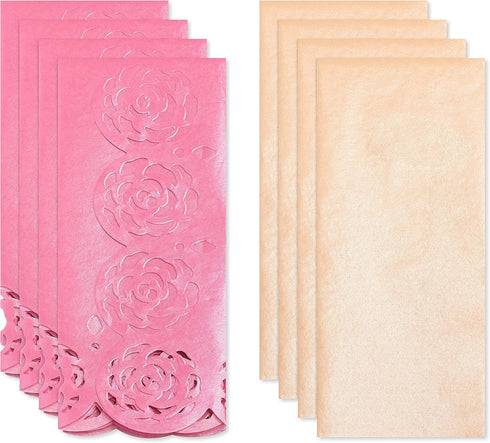 Papyrus 8 Sheet Tissue Paper (Pink and Peach with Rose Edges) for Gifts, Decorations, Crafts, DIY and More...