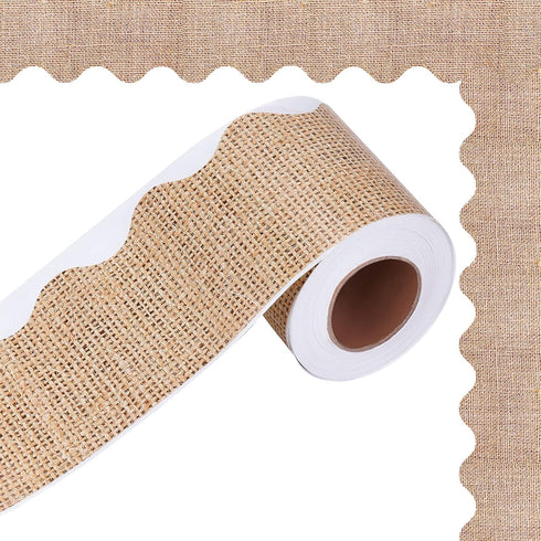 66 Feet Burlap Bulletin Board Border Self Adhesive Scalloped Border Trim Stickers for Bulletin Boards, Desks, Lockers, Home, School or Classroom D...