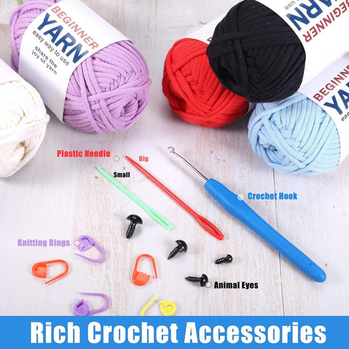 WSICSE 8x50g Beginner Crochet Yarn, Cotton Yarn for Crocheting Easy-to-See Stitches Chunky Thick Soft Yarn for Beginners Crocheting Kit Gifts......