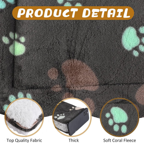 4 Pack Ultra Soft Dog Cat Bed Mat with Cute Prints Reversible Fleece Dog Crate Kennel Pad Cozy Washable Thickened Hamster Guinea Pig Bed Pet Bed M...