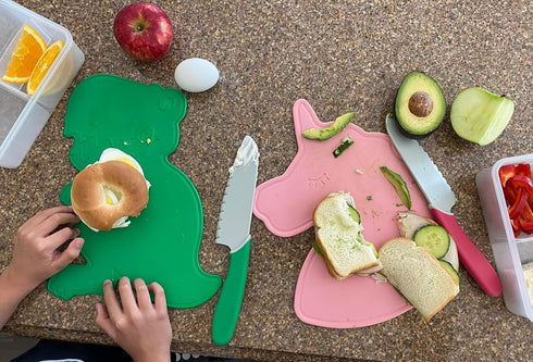 Handstand Kitchen Unicorn Shaped Cutting Board with 6" Serrated Knife for Kid Safe Cooking...