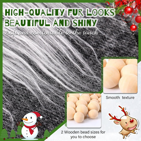 15 Pcs Gnome Beards for Crafting Easter Day Faux Fur Fabric Precut Gnomes Beards Handmade 30 Pieces Wood Balls for Halloween Christmas Valentine's...