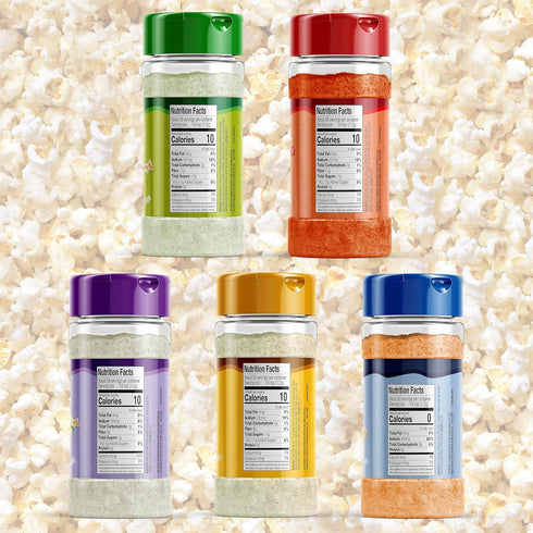 Popcorn Seasoning Variety Pack, 5 Gourmet Popcorn Flavoring Kit 2.5 OZ, Non-GMO Gluten Free Essential Movie Night Supplies Popcorn Gift Movie Thea...