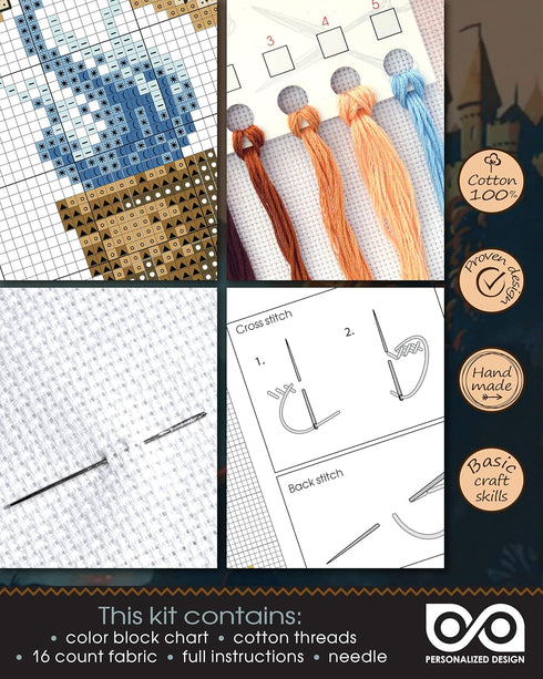 Personalized.Design Counted Cross Stitch Bookmark Kit ‘Goblet of Fire' - DIY Hand Embroidery Kit...