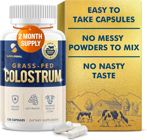 Colostrum Supplement 2 Month Supply, Grass Fed Bovine Colostrum, Colostrum Powder Capsules...