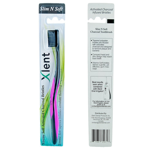 Activated Charcoal Bristle Toothbrush - Xtreme (Extreme) Soft, Ultrafine, Tapered bristles, Compact Head & Slim Design - (12 Count)...