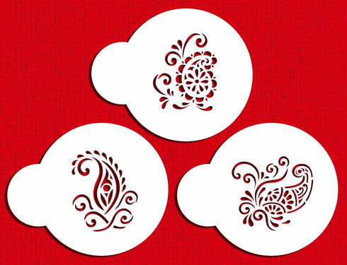 Designer Stencils Silk Paisley Cookie Stencils, Mini, Beige/Semi-Transparent...