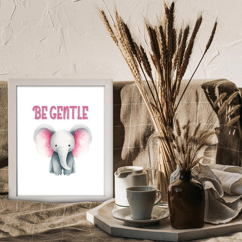 Posterizer 1 pcs-be gentle-cute elephant quote-Kids Room Art-Motivational & Inspirational Art-Gift for Daughter, Son, Kids-decor for nursery toddl...