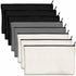 8 Pack Blank Cotton Canvas DIY Craft Zipper Bags Pouches Pencil Case for Makeup Cosmetic Toiletry Stationary Storage(Black + Grey + White)...