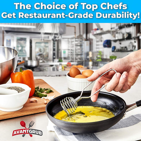 Chef Grade, Extra Strong 8 Inch French Coil Whisk. Best Metal Galaxy Kitchen Whisks for Mixing Thick Gravy. Perfect Stainless Steel Spiral Hand Wh...