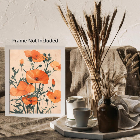 Posterizer 1 pcs-wild big orange flowers-minimalist design-Floral & Botanical Art-Abstract & Modern Art-Decor for Home & Office- UNFRAMED Wall Art...