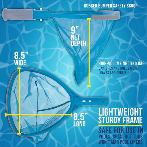 U.S. Pool Supply Professional Spa, Hot Tub, Pool Hand Leaf Skimmer Net with Grip Handle - 9" Deep Ultra Fine Mesh Netting Bag Basket, Skim & Remov...