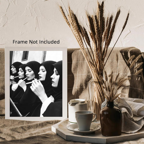 Posterizer 1 pcs-black and white photo art-nuns smoking cigarettes 3-Photography Art-Retro Art-Decorations for Bedroom, Office, Living Room - unfr...
