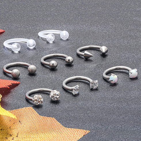 Dyknasz Horseshoe Circular Barbell Clear CZ Opal Stone Nose Septum Rings Hoop Retainer for Women Men Helix Cartilage Tragus Earring 316L Surgical ...