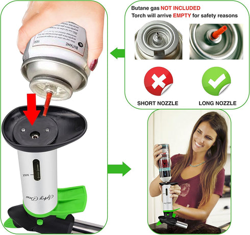 Blow Torch - Creme Brulee Torch - Refillable Professional Chefs Culinary Kitchen Torch with Safety Lock and Adjustable Flame - Micro Butane Torch ...