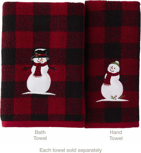 SKL Home Christmas/Gift Woodland Winter Snowman Bath Towel, Red...