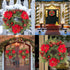 Adeeing 16 Inch Christmas Wreath, Outdoor Christmas Wreath with Red Artificial Poinsettia Flowers Ball Ornaments Pine Cones Berries for Door Wall ...